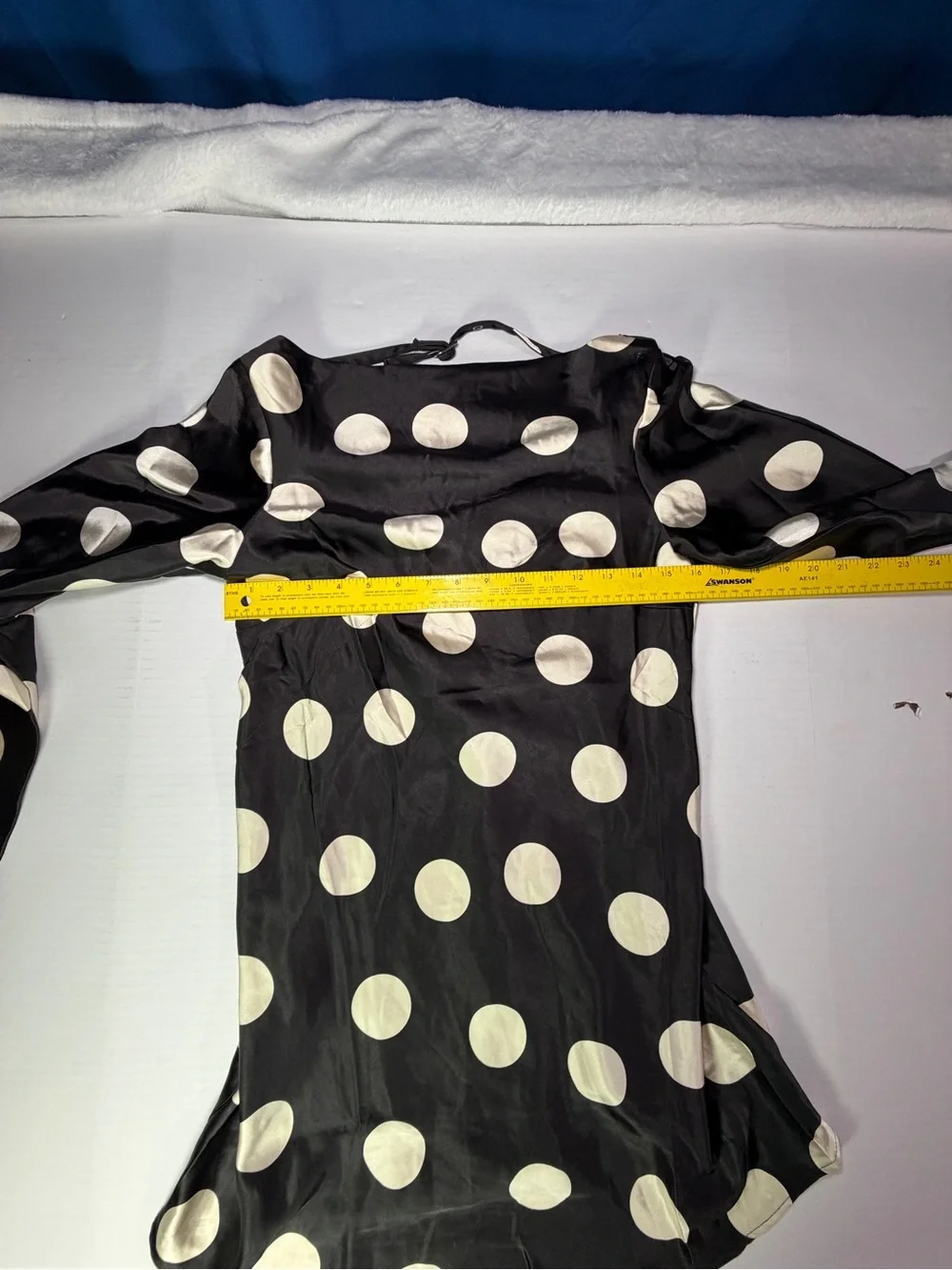 Flawed Free People Tigre Printed Mini Dress Black Dress with Cream Polka Dots